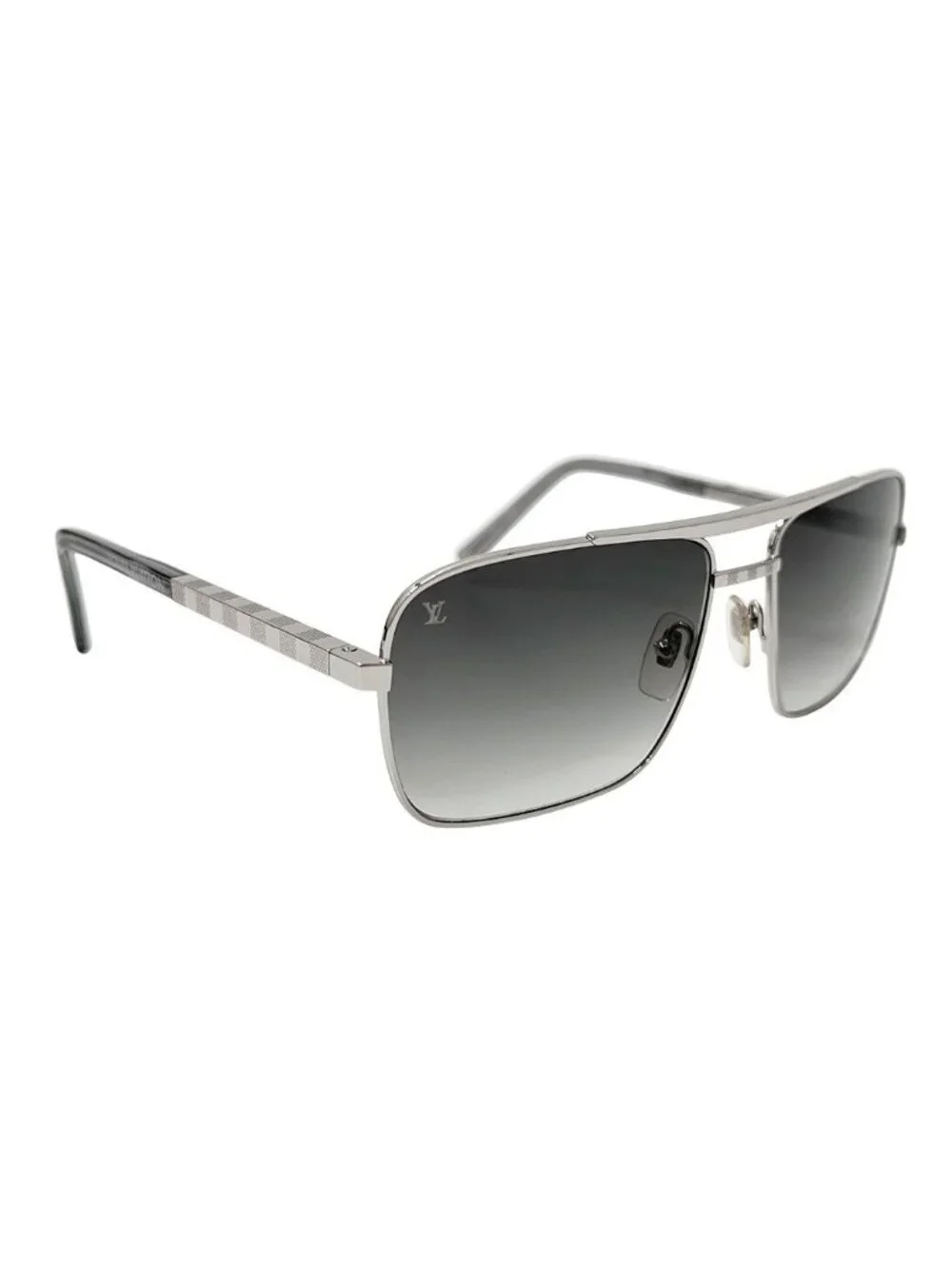 Louis Vuitton Sunglasses Metal Acetate Damier Attitude Aljan Silver Gray 16